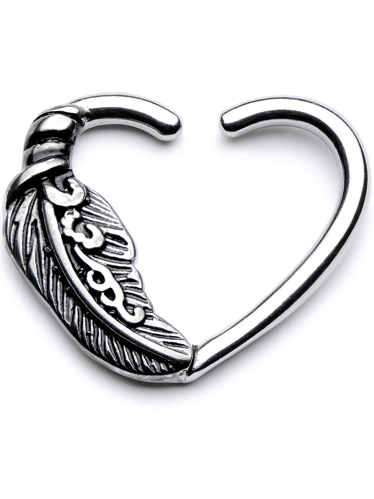 Body Candy 10mm Body Piercing Jewelry Stainless Steel 16G Right Closure Daith Cartilage Feather