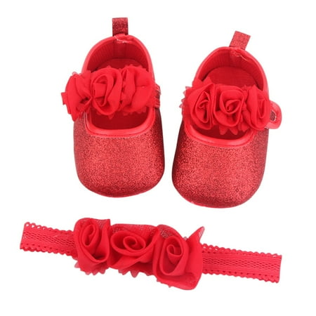 

LowProfile Baby Shoes Infant Toddler Girls Flowers Twinkling Prewalker Princess Headband Shoes