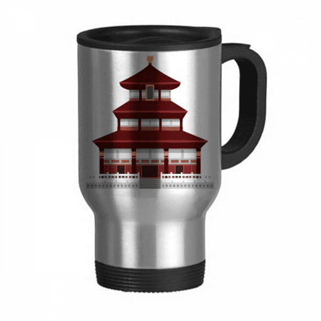 

China Architecture Temple Landmark Pattern Travel Mug Flip Lid Stainless Steel Cup Car Tumbler Thermos