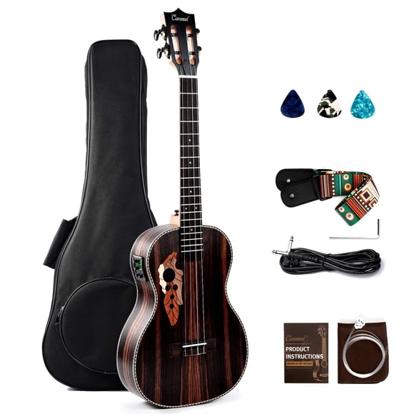 Ukelele barítono Caramel CB904 de madera de ébano LCD eléctrico