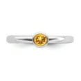 thumbnail image 4 of 925 Sterling Silver Stackable Expressions High 4mm Round Citrine Ring Size: 9; for Adults and Teens; for Women and Men, 4 of 5
