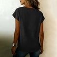 thumbnail image 6 of Craaazy Fashion Women's Loose Solid Color V-Neck Short Sleeve Casual T-shirts Lightweight Breathable Cotton Linen Summer Wear Top Gifts, 6 of 7