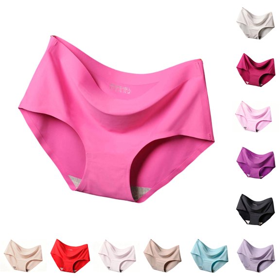 Gyujnb Women's Ice Silk Seamless Briefs, One-Piece Solid Color Plus Size Seamless Panties,Hot Pink