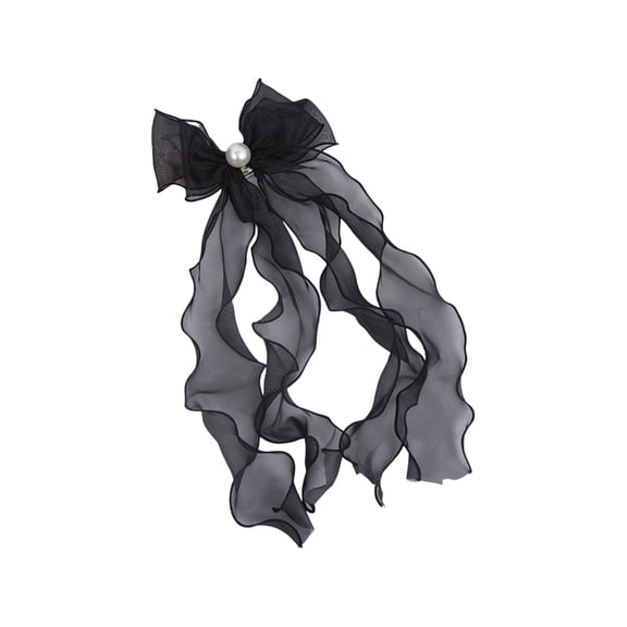 Sheer Organza Bow Curtain Tiebacks with Pearl & Wavy Tassel Accents Charming Home Window Decor Accessories