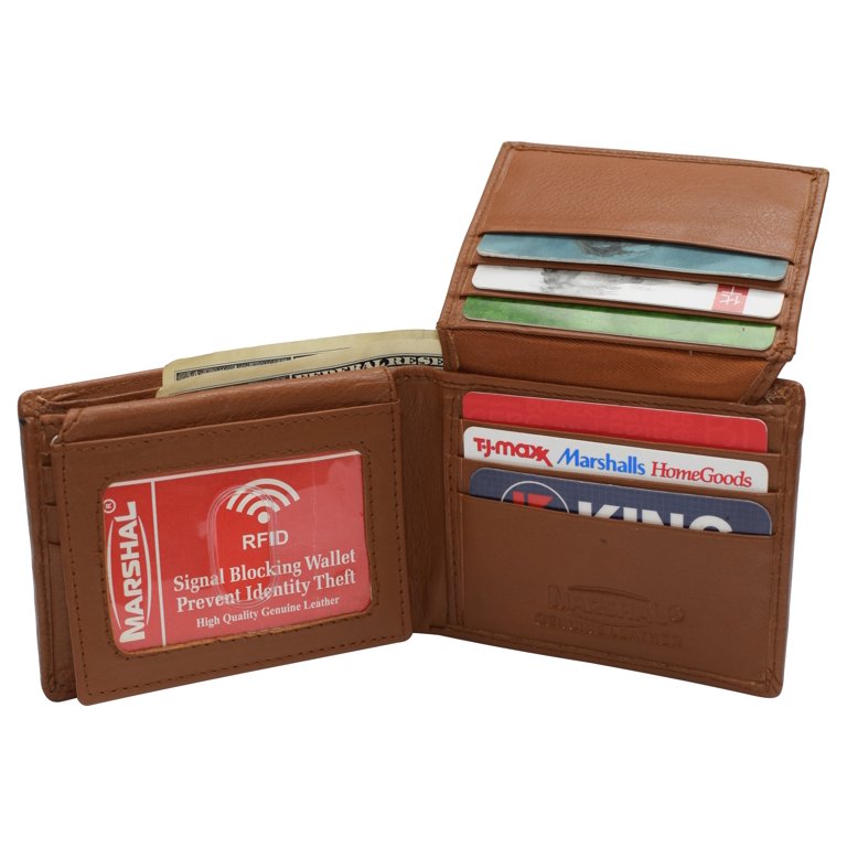 Leather Wallets Bifold for Men with 2 ID Windwows, Men'S