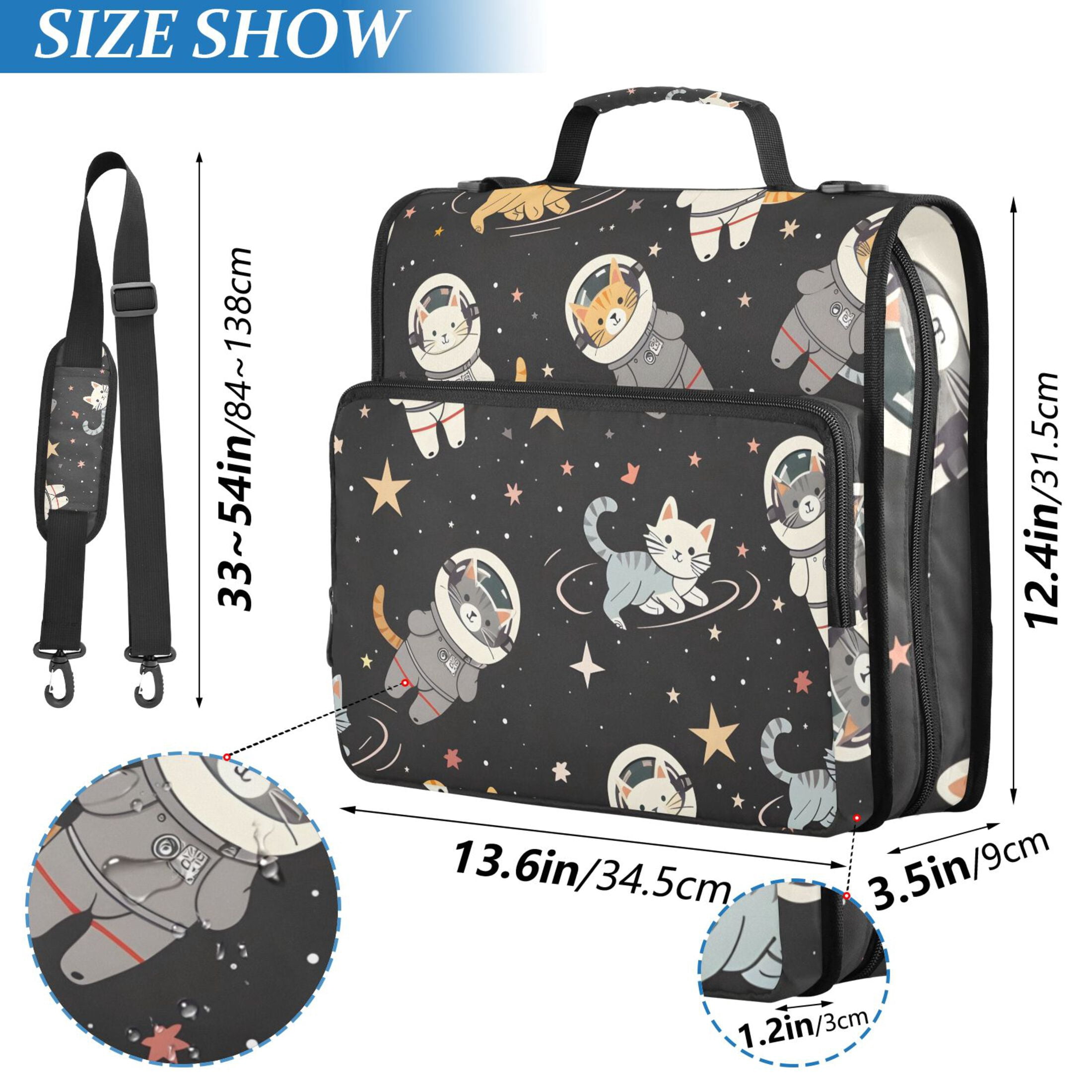 ALAZA Zipper Binder Cats on Space 3 Ring Trapper Keeper File Folder Organizer Bag