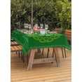 thumbnail image 2 of Outdoor Tablecloth with Umbrella Hole and Zipper, St. Patrick's Day Rectangle Table Cloth 60x120 Inch Waterproof Tablecloth, Green Country Lucky Leaves Chic Border Picnic Table Cover for Patio, 2 of 7