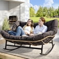 thumbnail image 3 of RADIATA Dark Gray Double Outdoor Rocking Chair,2 Person Patio Rocking Egg Chair with Thick Cushion, 3 of 10