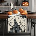 thumbnail image 2 of Black White Spooky Haunted House Tree Ghost Halloween Table Runner, Halloween Holiday Kitchen Dining Table Decoration for Fall Home Decor 13x48 Inch, 2 of 8