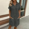 thumbnail image 2 of Kaemgyyd Dresses for Women Rolled up Short Sleeve Button down Casual Dresses Summer Loose Beach Shirt Dresses with Pockets, 2 of 6