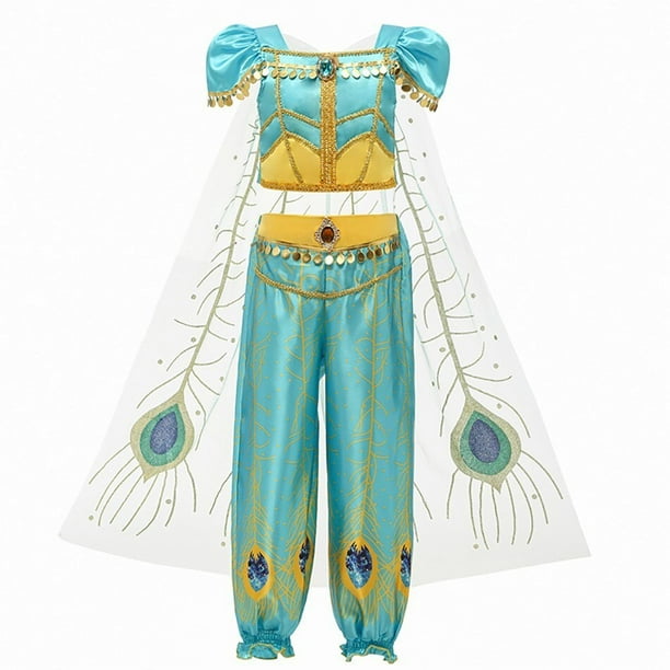 Disfraz de Jasmine para niña, vestido de princesa árabe, fiesta de cumpleaños, Navidad, ropa de Cosplay para bebé, 3-10 años Fivean unisex