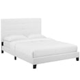 thumbnail image 2 of Pemberly Row Queen Tufted Button Upholstered Fabric Platform Bed in White, 2 of 5