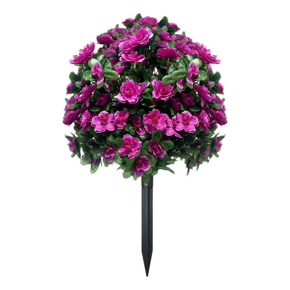 1X Artificial Azalea Ground Plug Clearance! Artificial Boxwood Topiary Trees With Ground Faux Outdoor Shrubs & Bushes for Porch Garden Front Yard Decor Indoor/Outdoor Plants