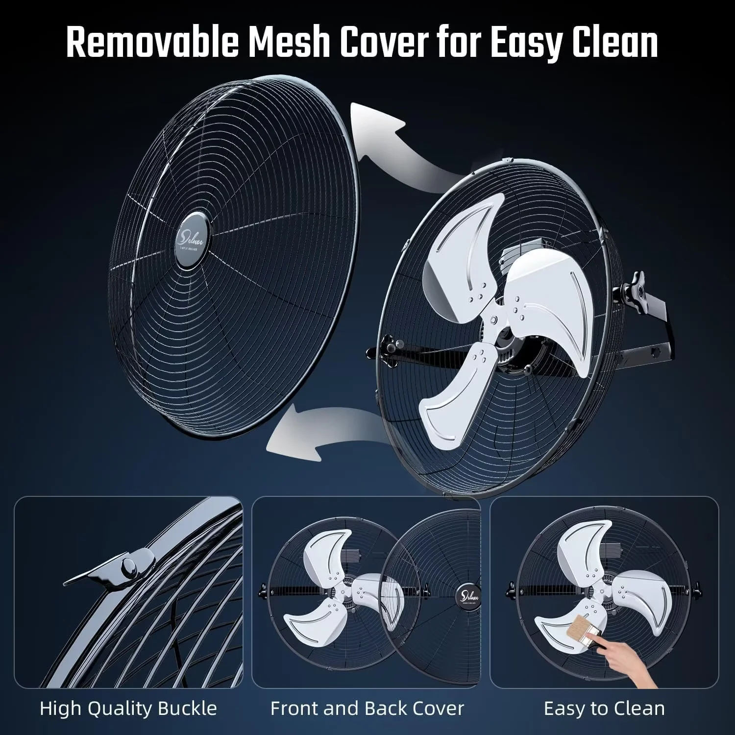 Simple Deluxe 18 inch 3 Speed 4000 CFM Metal Wall Mount Fan