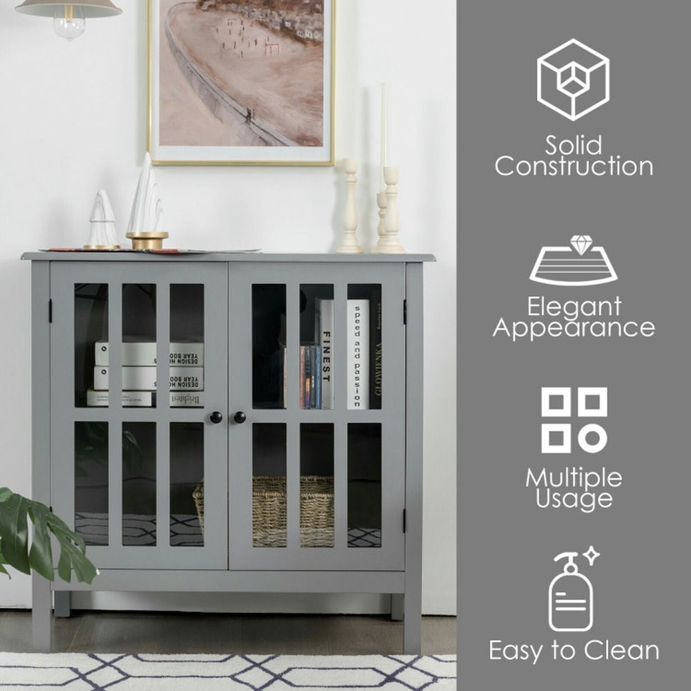 Finihen Kitchen Storage Cabinet, Buffet Sideboard, Glass Door Sideboard Console Storage Buffet Cabinet, for Dining Room, Kitchen, Living Room, Gray Finihen Kitchen Storage Cabinet, Buffet Sideboard, Glass Door Sideboard Console Storage Buffet Cabinet, for Dining Room, Kitchen, Living Room, Gray