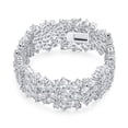 thumbnail image 2 of Bling Jewelry Womens Bridal Special Occasion Jewelry Multi Row Cluster Design Cubic Zirconia CZ Wide Statement Bracelet, 2 of 6