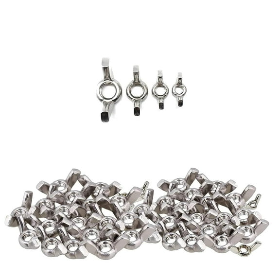 40 PCS Steel Wing Nuts, Stainless Steel Wing Nuts, Wing Nut Assortment, M4 M5 M6 M8 - DKSFJKL