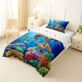 thumbnail image 2 of jejeloiu Watercolor Sea Turtle Twin Comforter Sets,Ocean Coral Pattern Bedding Set For Boys,Multicolor Blue,Polkadot Reversible,2 Pieces,1 Comforter and 1 Pillowcase, 2 of 7