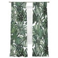 thumbnail image 2 of Green Palm Leaves Semi Sheer Curtains 84 Inch Length 2 Panels Set, Summer Tropical Leaf Vintage Sheer Kitchen Curtain Privacy Voile Window Curtain for Living Room Bedroom Rod Pocket Drapes, 2 of 7