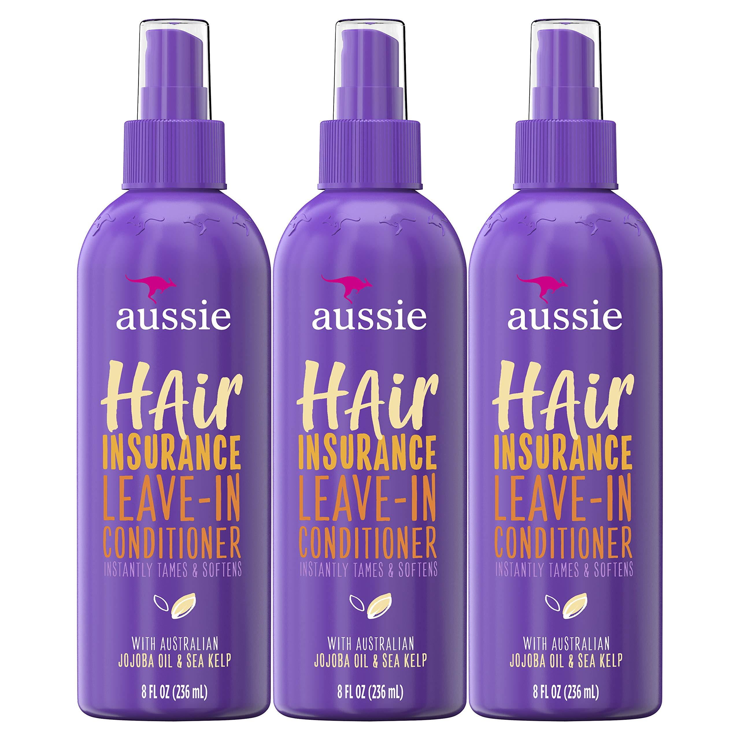 Aussie Leave In Conditioner Spray, with Jojoba & Sea Kelp, Hair Insurance, 8 fl oz, Triple Pack