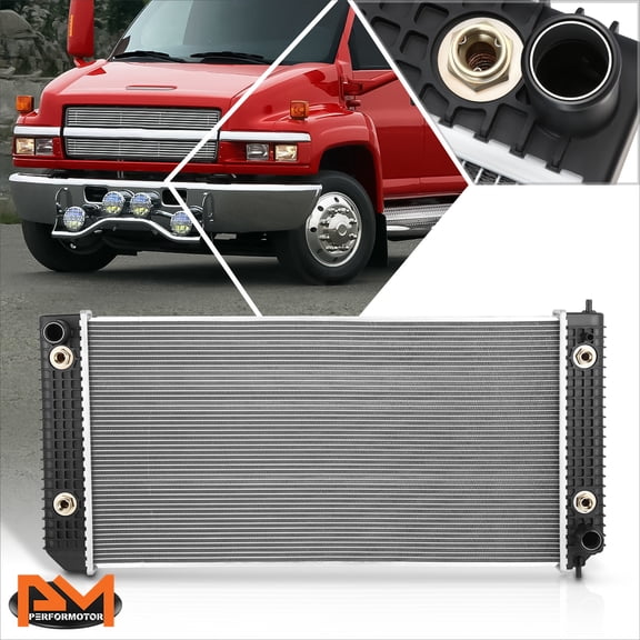 PM PERFORMOTOR for 03-07 Chevy C4500-C7500 Kodiak/GMC Topkick Aluminum 2-Row Cooling Radiator