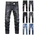 thumbnail image 6 of TIREOW Boys Skinny Ripped Denim Pants Elastic Slim Fit Fashionable Destroyed Jeans Zipper Button Down Denim Trousers, 6 of 6