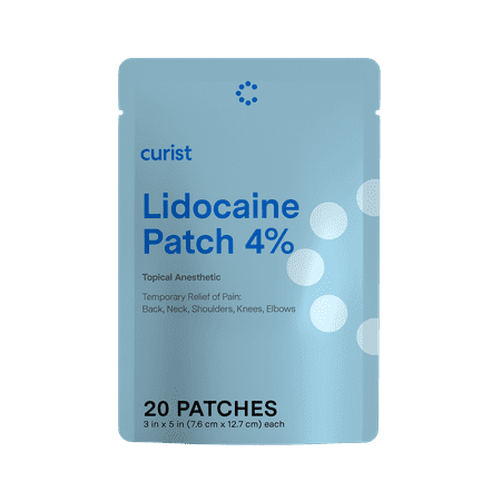 Curist Lidocaine Pain Relief Patches 20 Ct USA Made for Back Pain 4% Lidocaine Patches