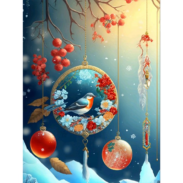 Pintura de diamante 5D DIY Taladro redondo completo Flor Wind Chime Kit Decoración para el hogar (A2797) Hugtrwg Para estrenar