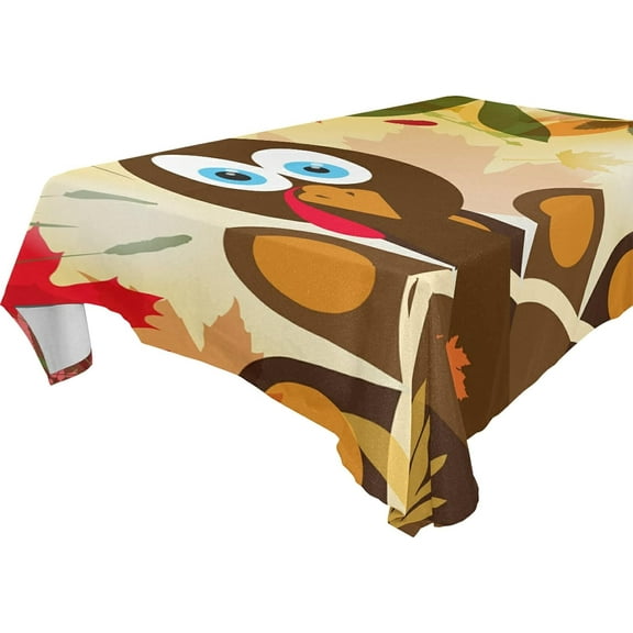 SKYSONIC Thanksgiving Turkey Tablecloth Waterproof Washable Polyester Square Table Cover Durable Tablecloth for Kitchen Dining Table Party Decor (54 X 54 Inch)