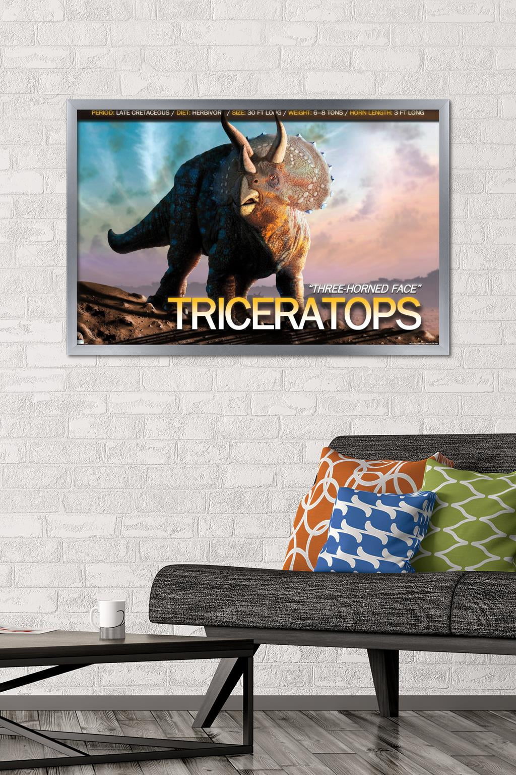 Dinosaurs - Triceratops Wall Poster, 22.375" x 34", Framed
