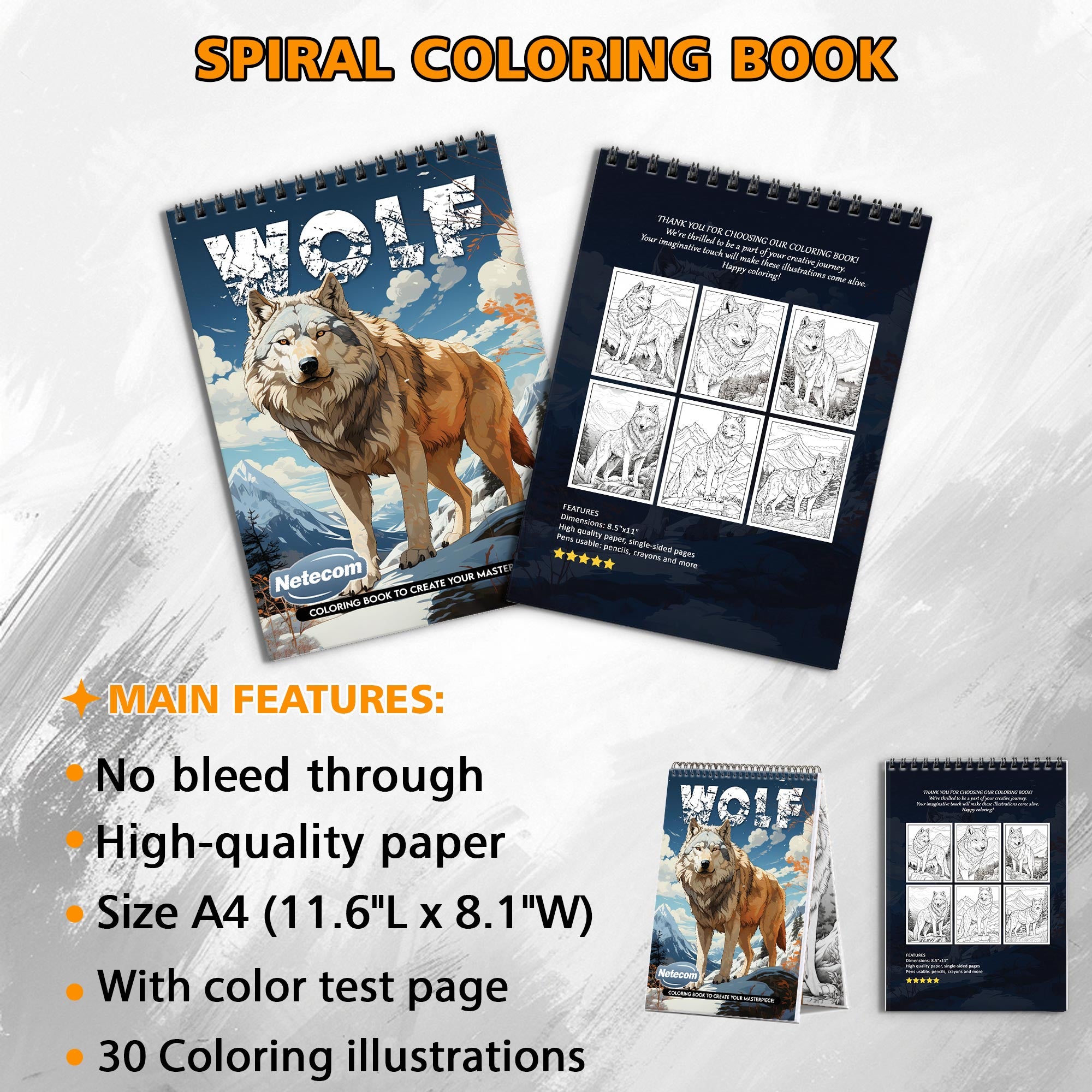 Netecom Happy Santa Coloring Book Spiral Bound for Adult, Premium Cover
