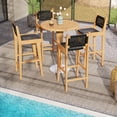 thumbnail image 5 of Costway 1 PCS 30" Teak Wood Bar Chair with Backrest & Footrest Bar Height Chair for Deck, 5 of 8