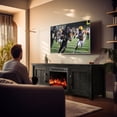 thumbnail image 4 of CHITOOMA Fireplace TV Stand with 2 Barn Doors and Storage Cabinets for TV up to 75 inch, Entertainment Center Console Table, Media Furniture for Living Room, Black, 4 of 9