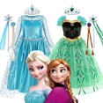 thumbnail image 2 of Vestido de princesa Elsa Anna de Disney para niñas, vestido de fiesta de malla para Halloween, carnaval, cumpleaños, disfraz de Reina de las Nieves de Frozen, 2 of 5
