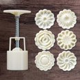 thumbnail image 5 of ZHAOCHENG juego de moldes para pasteles de luna 3D, moldes para pasteles de luna de postres prensados a mano con flores 3D y sellos para accesorios de repostería DIY (blanco), 5 of 5