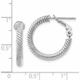 thumbnail image 4 of 14K White Gold 3X15mm Twisted Round Omega Back Hoop Earrings (21 X 21) Made In Peru pre942w, 4 of 7