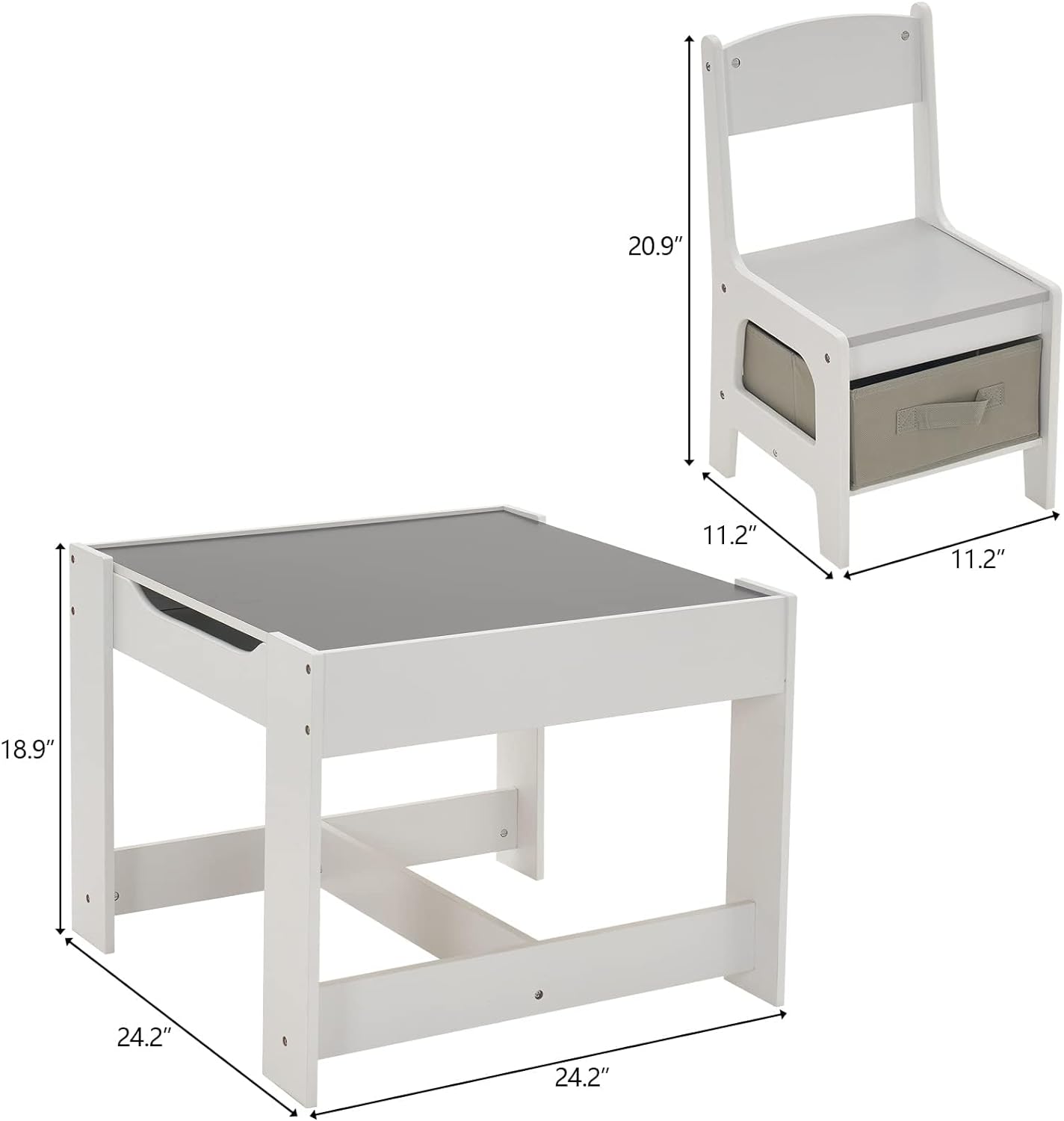 Kids Table and Chair Set, Kids Art Table and Chair Set for Drawing, Reading, Playroom, Toddler Table and Chair Set with Storage