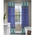 thumbnail image 4 of Navy Blue Boho Sheer Curtains 63 Inch Length 2 Panels Set for Living Room/Bedroom, Vintage Ethnic Tribe Abstract Art Retro Kitchen Curtains Grommet Semi-Sheer Curtains Window Treatments 42"x63"x2, 4 of 7