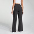 thumbnail image 4 of WTOBBY Women's High Waist Straight Leg Loose Fit Casual Trousers, Denim Jeans Style for Everyday Comfort and Versatile Styling,Dark Gray 2XL, 4 of 6