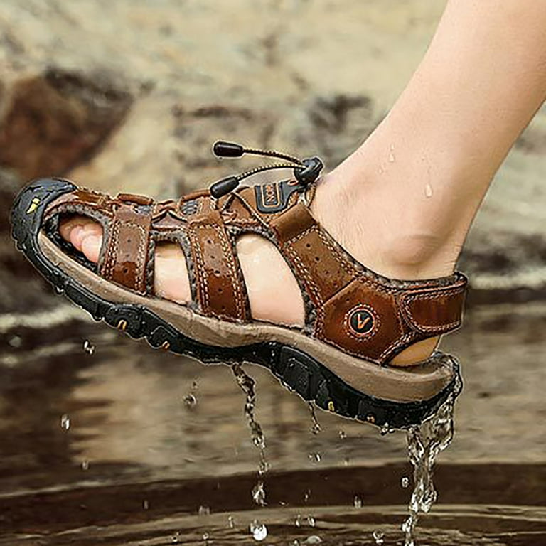 asdoklhq Men's Leather Non-slip Anti-collision Beach Sandals asdoklhq Men's Leather Non-slip Anti-collision Beach Sandals