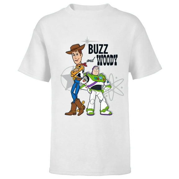 Pixar Toy Story Buzz and Woody T-Shirt - Short Sleeve T-Shirt for Kids - Customized-White