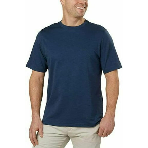 KIRKLAND Signature Men's Short Sleeve Pima Cotton Slub T-Shirt (US, Alpha, Large, Regular, Regular, Navy)