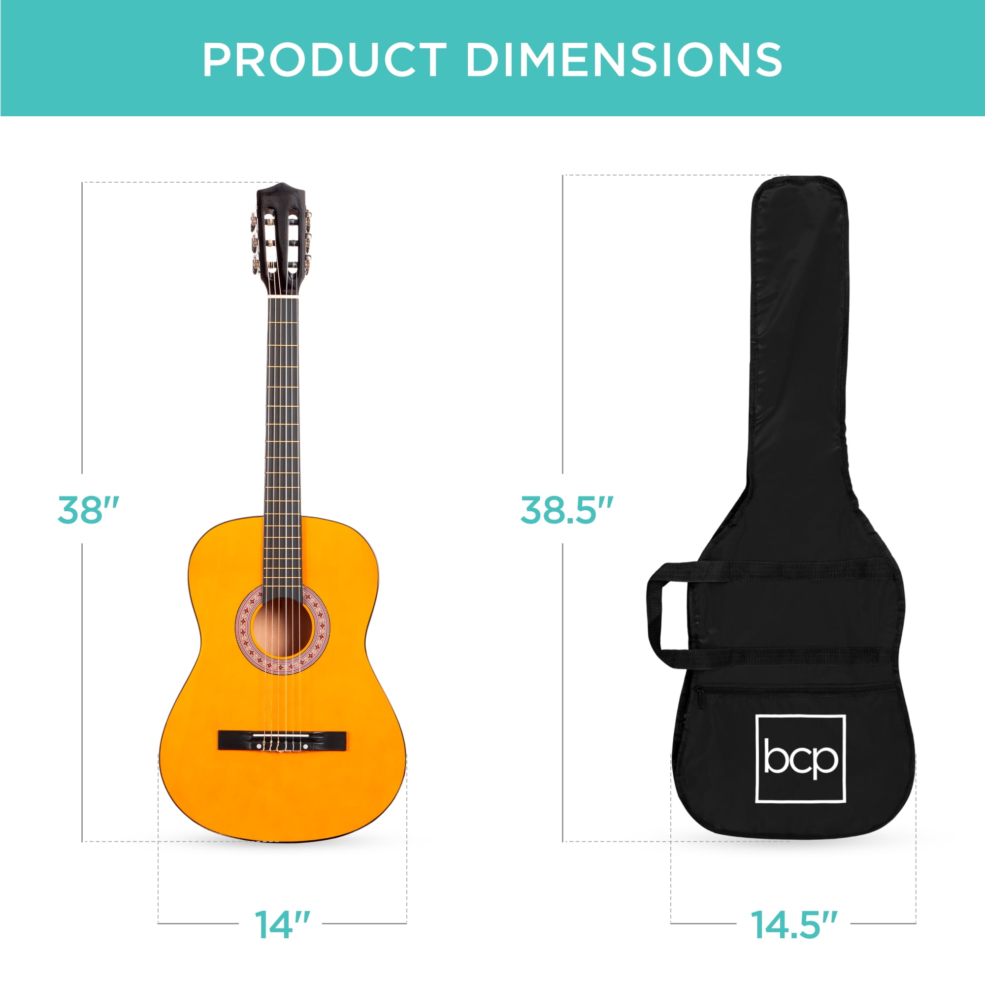 代引き不可 Pyle Left Handed ¾ Size Classical Acoustic Guitar Kit 36” Junior  Starter 楽器、手芸、コレクション