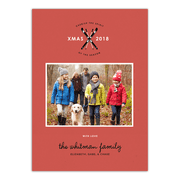 Crossed Skis - 5x7 Personalized Christmas Card