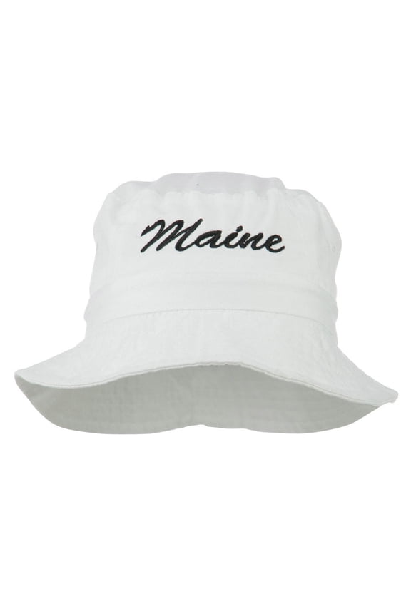 Maine Embroidered Bucket Hat - White OSFM