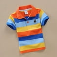 thumbnail image 2 of WIBACKER Kids Boy's Short Sleeve Tops Child 2-14T Cartoon Cotton Jersey Colorblock Striped Polo Shirts Tops, 2 of 9