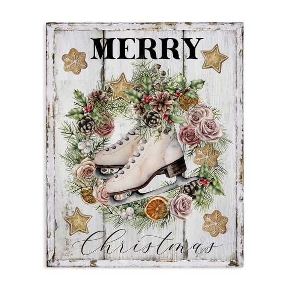 Stupell Industries Winter Ice Skates Holiday Painting Gallery Wrapped Canvas Art Prints Wall Art, 16 x 20