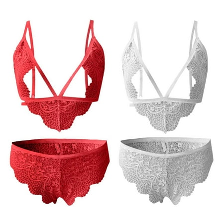 Corsets for Women Sexy Tummy Control Shapewear for Women 2PCS Women Lingerie Corset Lace Bandage Push Up Top Bra+Pants Underwear Set Shapewear for Women Clearance