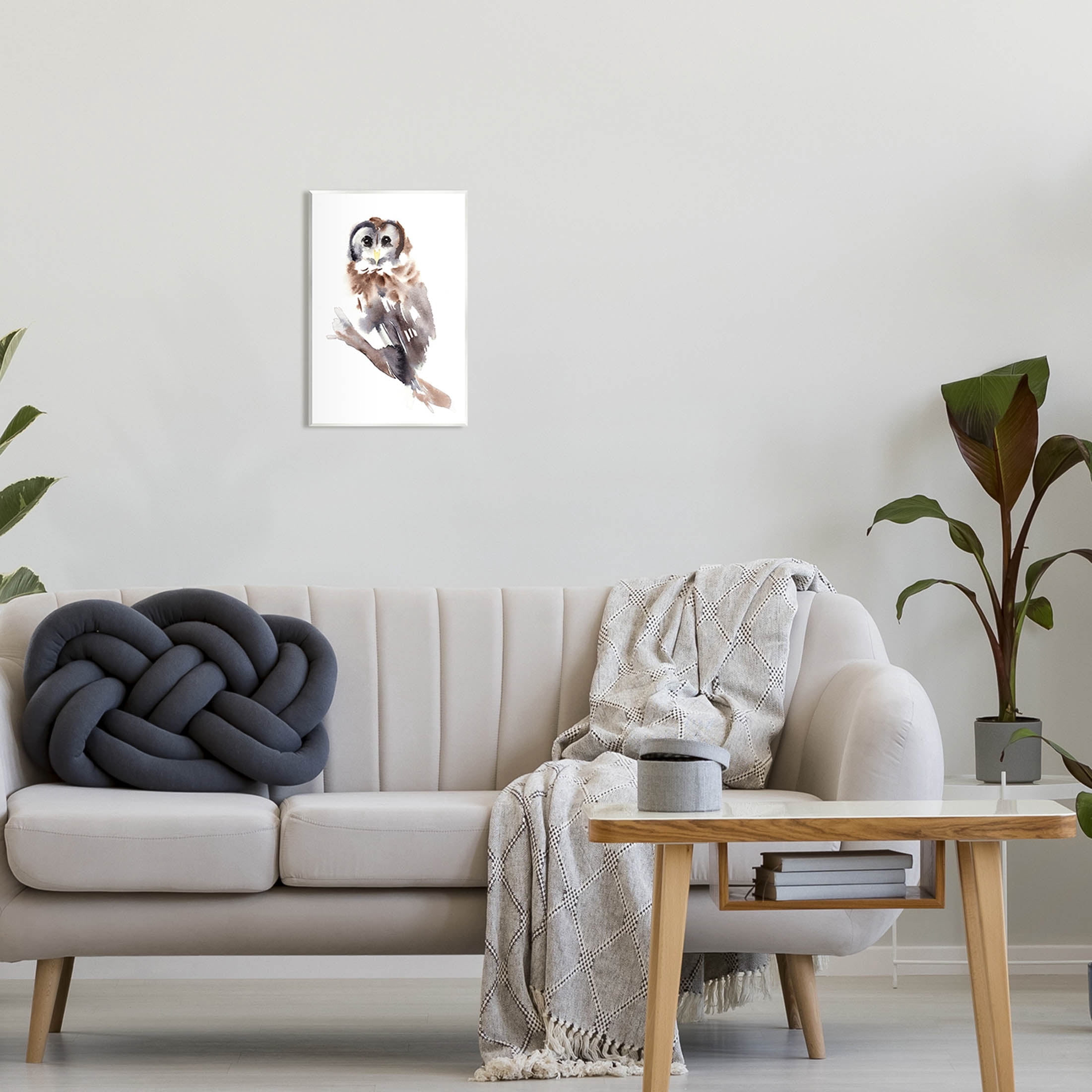 Stupell Industries Perched Owl Gazing Watercolor Style Painting Unframed Art Print Wall Art, Design by Annie Warren