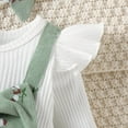 thumbnail image 5 of ZEHJUHAN Newborn Girl's Long Sleeve Bow Susender Set with Floral Print Baby Fall Winter Outfit with Lace Trim Green，6-9Months, 5 of 8